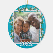 Strand Kerstfoto Ornament Zeester Blauw (Links)