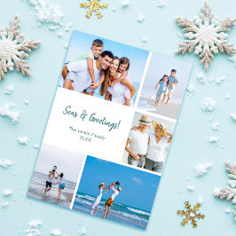 Strand kerstkaart met fototemplate modern