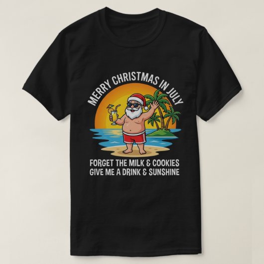 Strand Kerstman | Kerstmis in juli Strand Kerstman T-shirt (Design voorkant)