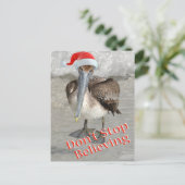 Strand Kerstman Pelikaan Feestdagenkaart (Staand voorkant)