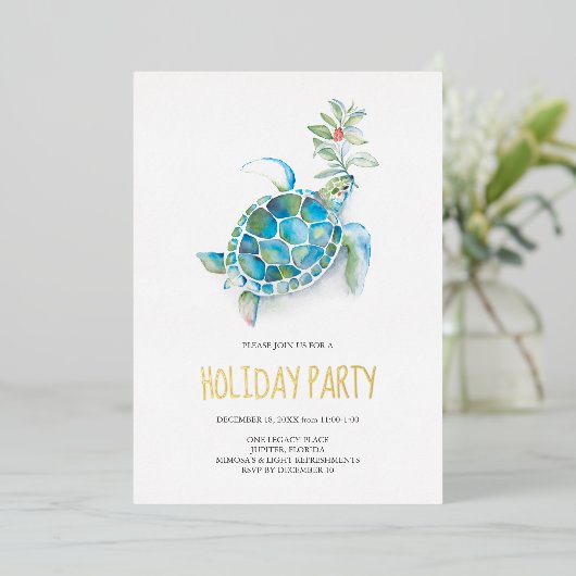 Strand Kerstmis feestdag uitnodiging (Staand Voorkant)