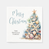 Strand Kerstmis Feestje Servet (Voorkant)