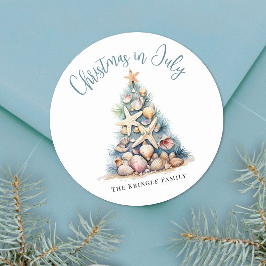 Strand Kerstmis In Juli Ronde Sticker