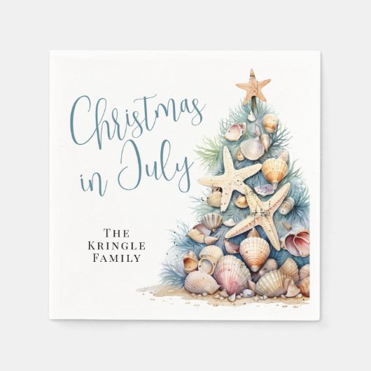 Strand Kerstmis in juli Servet (Voorkant)