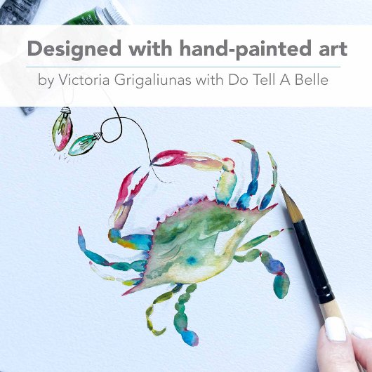 Strand Kerstmis Kaarten Waterverf Blauwe krab