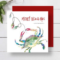 Strand Kerstmis Kaarten Waterverf Blauwe krab