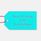 Strand Kerstmis Sandy Snowman Palmbomen Cadeaulabel (Achterkant Horizontaal)