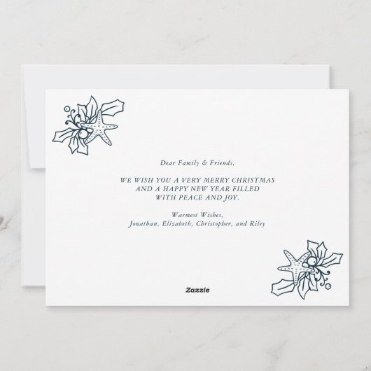 Strand Kerstmis Script 3 Foto Collage Feestdagenkaart (Achterkant)