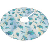 Strand Kerstmis Waterverf Zee Turtle Glitter Kerstboom Rok (Gekanteld)