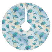 Strand Kerstmis Waterverf Zee Turtle Glitter Kerstboom Rok (Voorkant)
