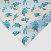 Strand Kerstmis Waterverf Zee Turtle Glitter Tissuepapier (Detail)