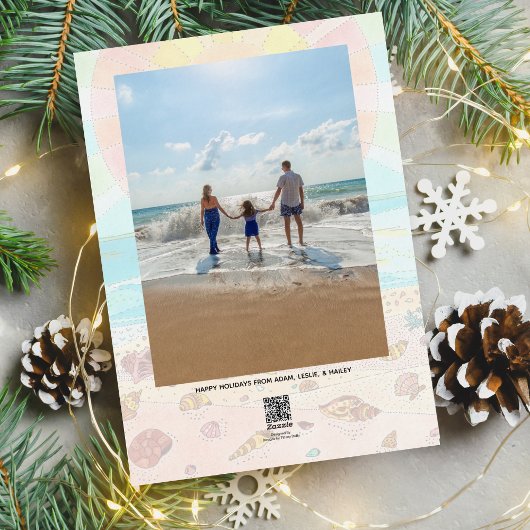 Strand Kerstmis Wensen Folie Feestdagenkaart