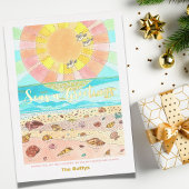 Strand Kerstmis Wensen Folie Feestdagenkaart