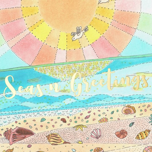 Strand Kerstmis Wensen Folie Feestdagenkaart