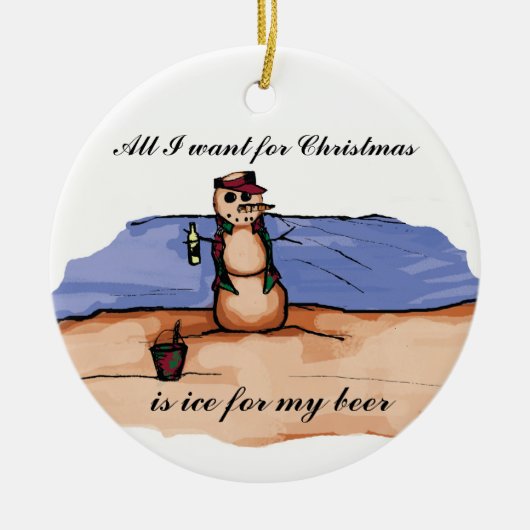 Strand Kerstvakantie Keramisch Ornament (Voorkant)