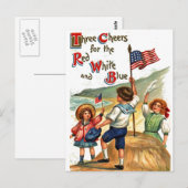 Strand Kinder 4th of July Vlag  Briefkaart Kunst (Voorkant / Achterkant)