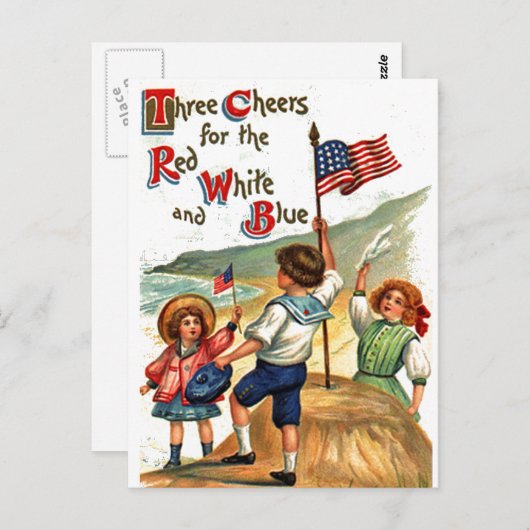 Strand Kinder 4th of July Vlag  Briefkaart Kunst (Voorkant / Achterkant)