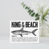 Strand King Shark Definition Zwart n Wit Briefkaart (Staand voorkant)
