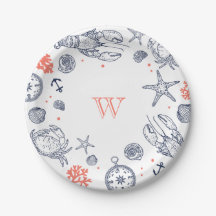 Strand Klassieke Nautische Marine Blauw/Koraal Cus