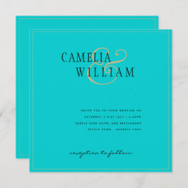 Strand Klassieker Turquoise Gouden Trouw Vierkant