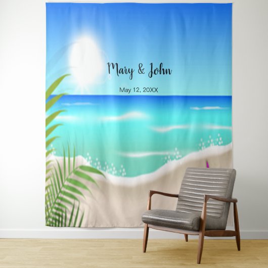 Strand Kleurrijke Starfish bruiloft foto achtergro Wandkleed (In situ)