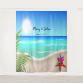 Strand Kleurrijke Starfish bruiloft foto achtergro Wandkleed (Voorkant)
