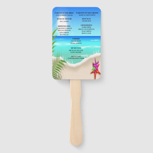 Strand Kleurrijke Starfish bruiloft programma fans Handwaaier (Achterkant)