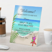 Strand Kleurrijke Zeester Bruiloft Veiligheid Reclamebord Met Voetstuk (Insitu)