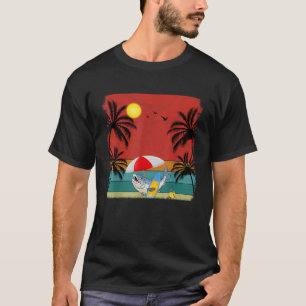 Strand Kokosnoot Tree Retro Graphic Salmon Lover S T-shirt