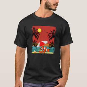Strand Kokospalm Retro Grafische Vis Zomer T-shirt