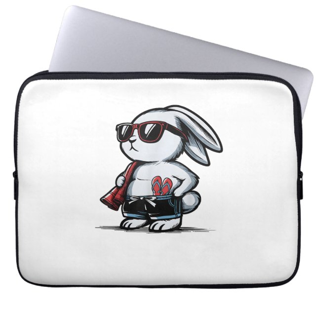 Strand Konijn Bunny Beach-Goer Zomer Laptop Sleeve (Voorkant)