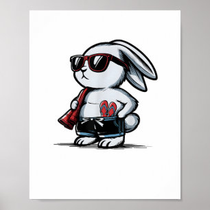 Strand Konijn Bunny Beach-Goer Zomer Poster