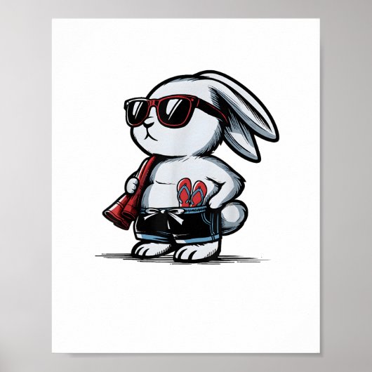 Strand Konijn Bunny Beach-Goer Zomer Poster (Voorkant)