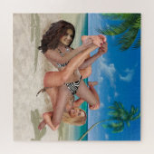 STRAND KONIJN KITTEL WRESTELEN LEGPUZZEL (Horizontaal)