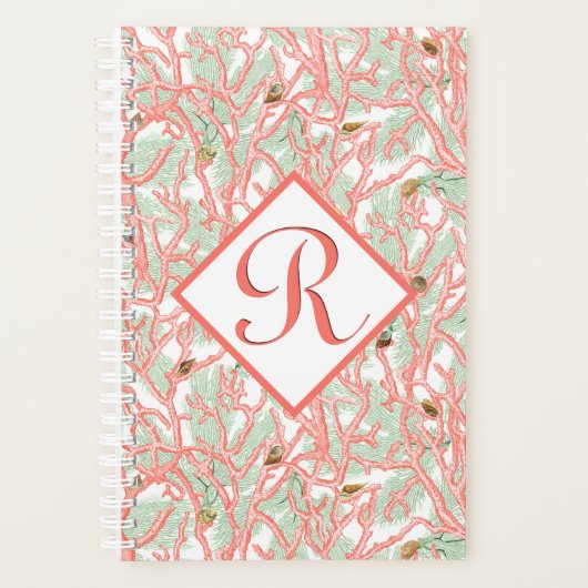 Strand Koraal Schelpen Maatwerk Monogram Planner (Voorkant)