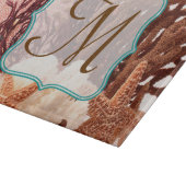 Strand Koraal Sterren Vis Monogram Glassnijplank Snijplank (Hoek)