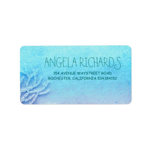 Strand Koraal Turquoise bruiloft Etiket (Voorkant)