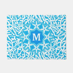strand Koraalrif stervismonogram in Zee blauw Deurmat