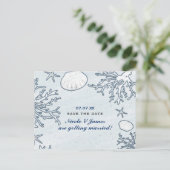 Strand Koraalrif Zeeschelp Zeester Bewaar de datum Aankondigingskaart (Staand voorkant)