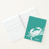 Strand krab blauw wit gepersonaliseerd notitieboek (Binnen)
