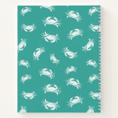 Strand krab blauw wit gepersonaliseerd notitieboek (Achterkant)