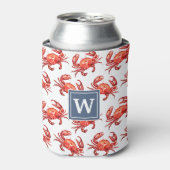 Strand krab patroon monogram Initiaal Blikjeskoeler (Blikje Voorkant)