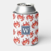 Strand krab patroon monogram Initiaal Blikjeskoeler (Blikje Achterkant)