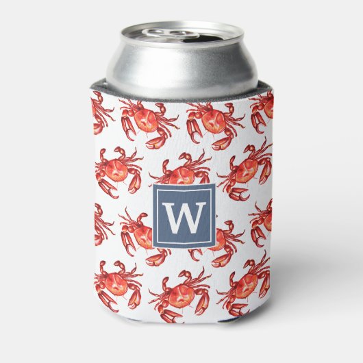 Strand krab patroon monogram Initiaal Blikjeskoeler (Blikje Achterkant)