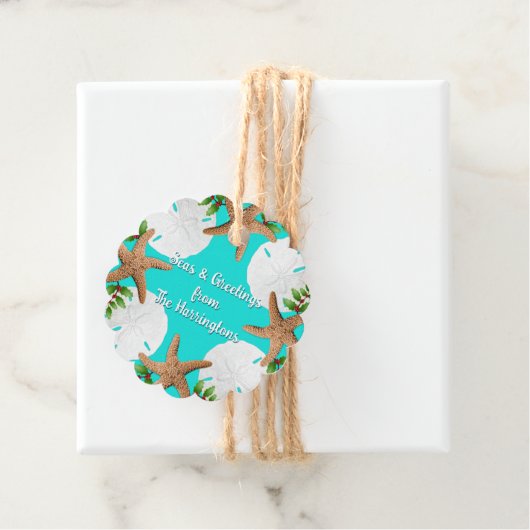 Strand krans Zeeen en Groeten Kerstmis Bedankjes Labels (In situ)