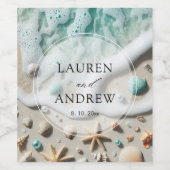 Strand Kust Aan Zee Gepersonaliseerde bruiloft Wijn Etiket (Enkel label)