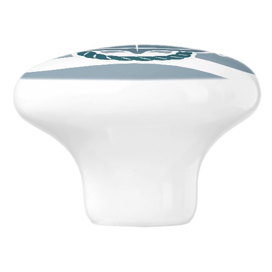 Strand Kust Blauwe Strepen Schip Anker Nautisch Keramische Knop (Zijkant)