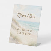 Strand kust bruiloft Open Bar Reclamebord Met Voetstuk (Voorkant)