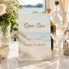 Strand kust bruiloft Open Bar Reclamebord Met Voetstuk