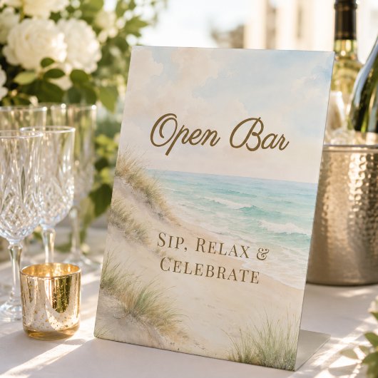 Strand kust bruiloft Open Bar Reclamebord Met Voetstuk